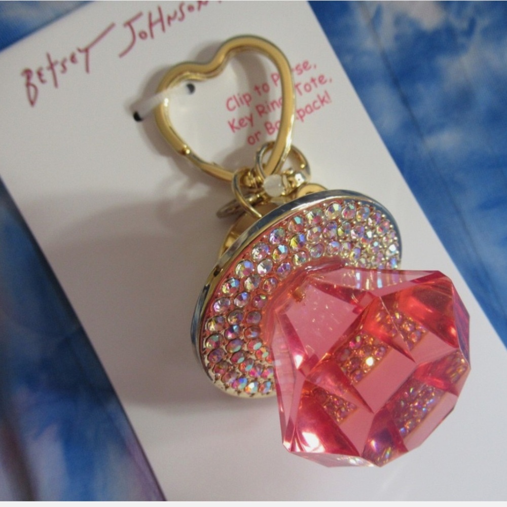Betsey Johnson Pink Ring Pop Keychain Handbag Charm - Picture 2 of 6